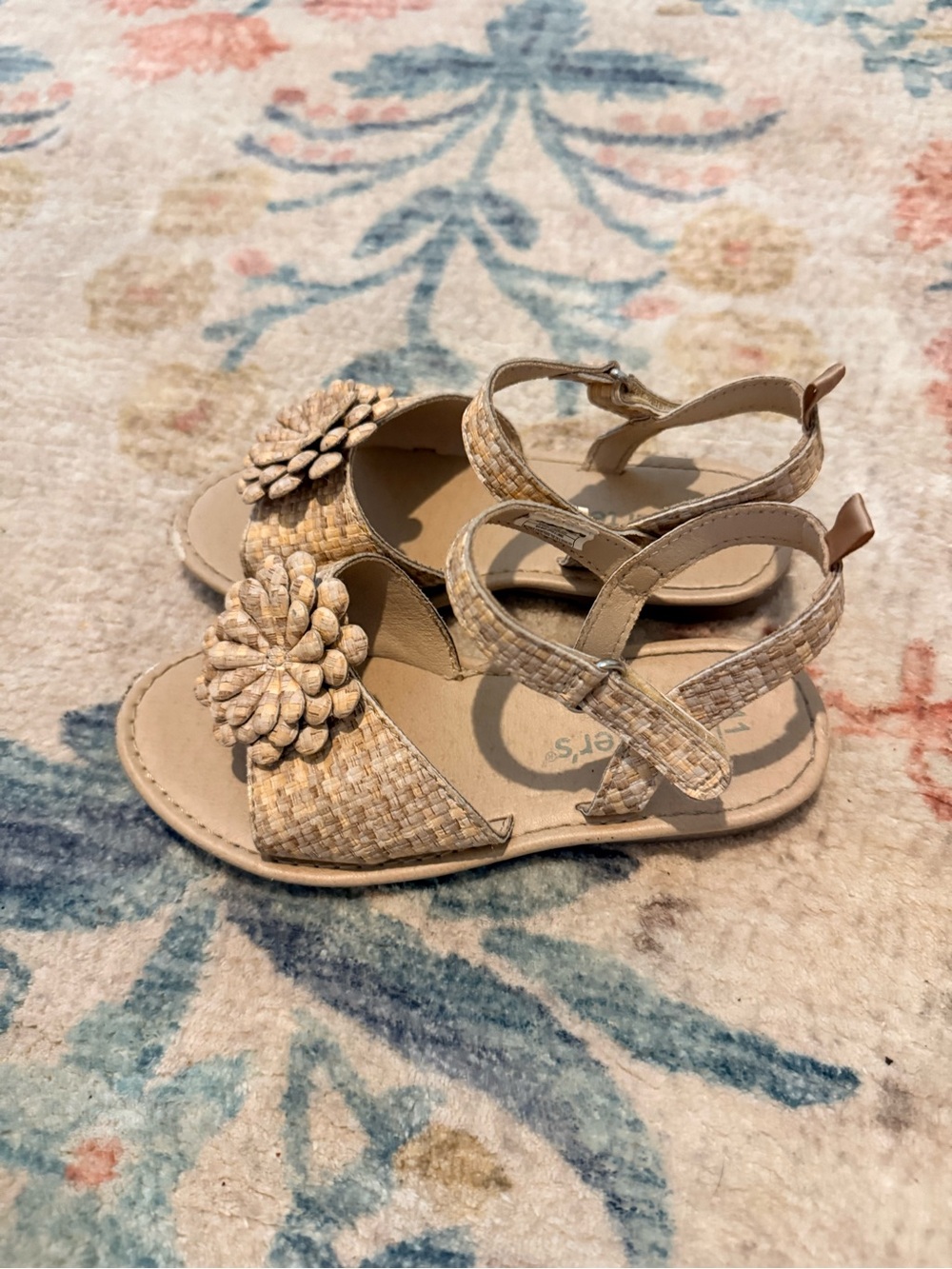 Carter's Girls Beige Woven Flower Sandals
